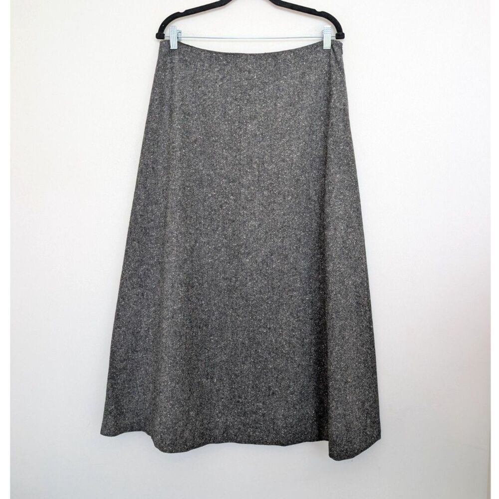 Vintage Lauren Ralph Lauren Gray Lambswool A-Line Maxi Skirt Side Zip Sz 14